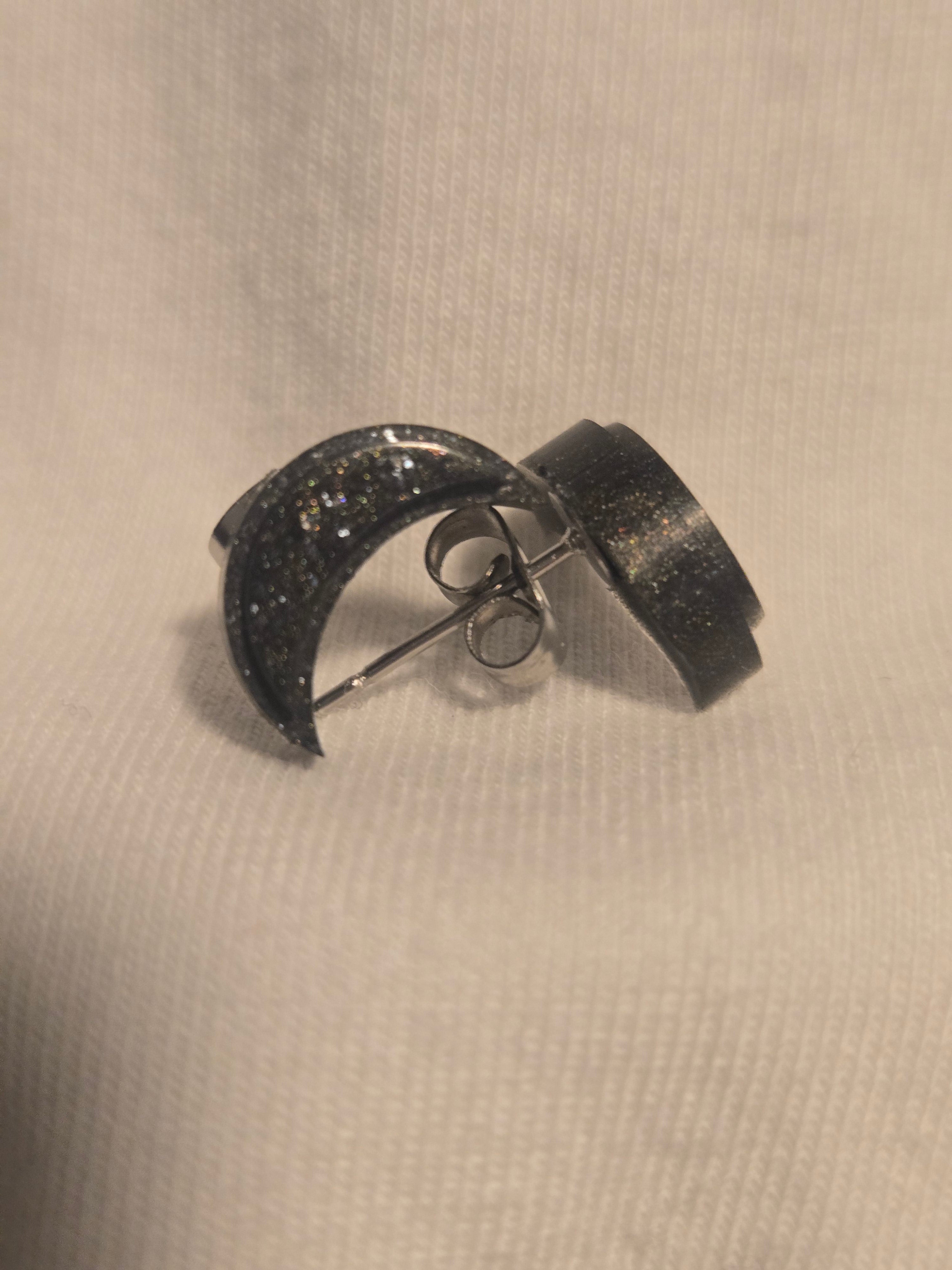 Crescent moon earring studs